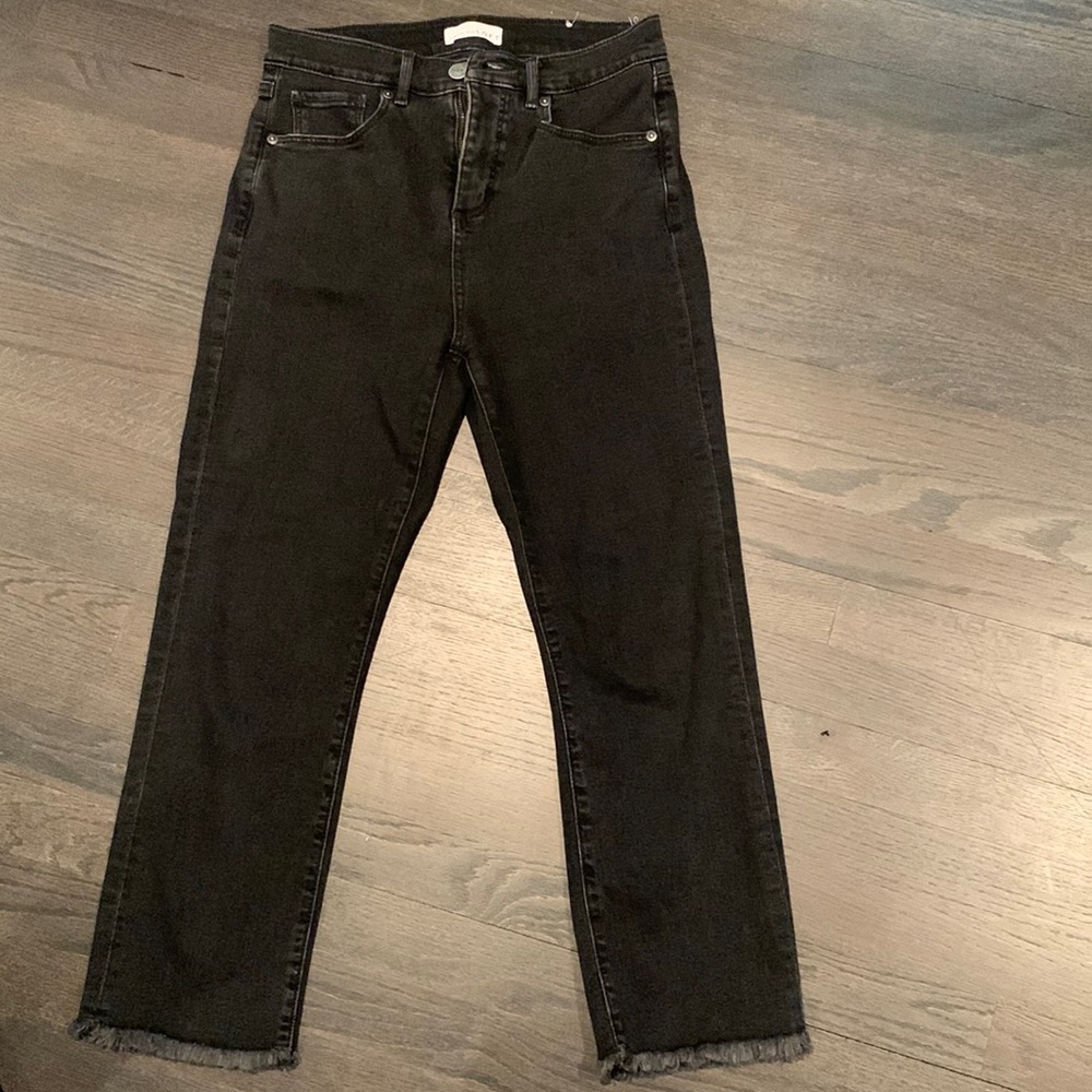 Loft Petite High Waist Straight Crop Black Jeans, Size 4